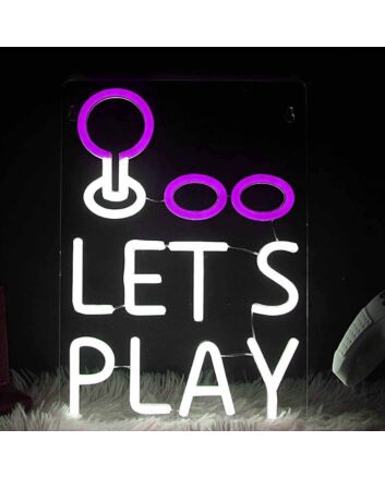 Classic Retro Arcade Joystick Let’s Play Game Neon Sign