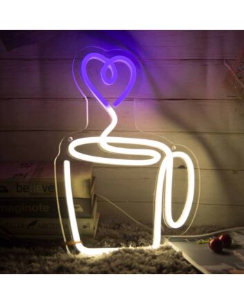 Heart Aroma Coffee Cup Neon Sign