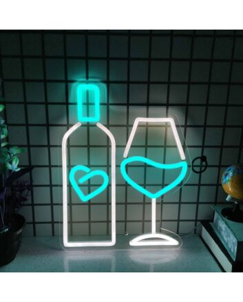 Vodka Bottle and Glass Combo Bar Neon Sign