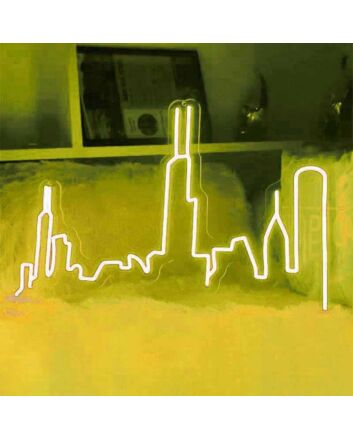 City Skyline Abstract Lines Artistic Neon Sign