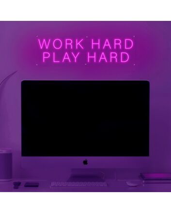 Work Hard Play Hard Neon Sign for Motivational and Inspirational Spaces