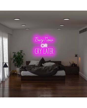 Buy Now Or Cry Later Neon Sign for Playful and Motivational Spaces