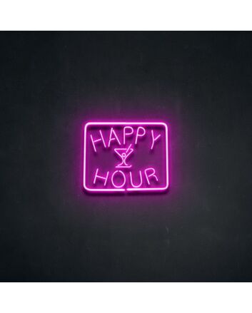 Happy Hour Neon Sign for Bars and Social Spaces