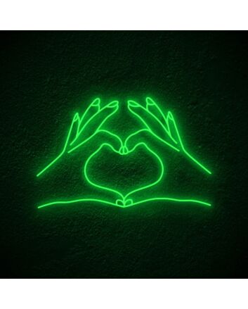 Heart Hand Neon Sign for Loving and Positive Spaces