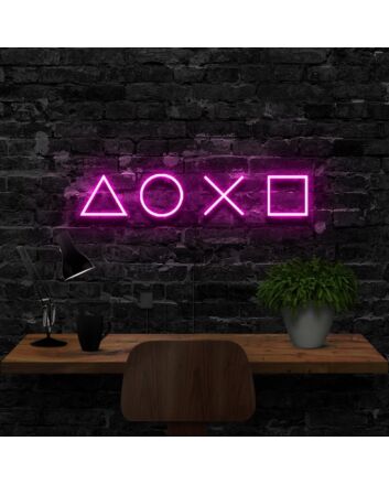 Playstation Controls Neon Sign for Gamers and Entertainment Spaces
