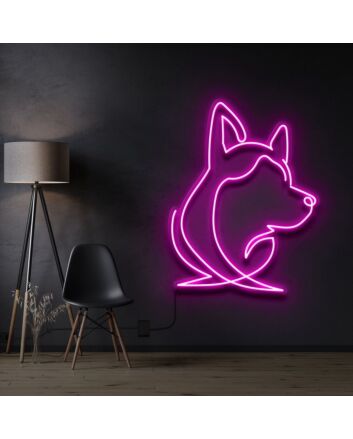 Siberian Husky Face Neon Sign for Dog Lovers and Pet Spaces