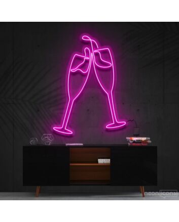 Champagne Cheers Neon Sign for Celebrations and Parties
