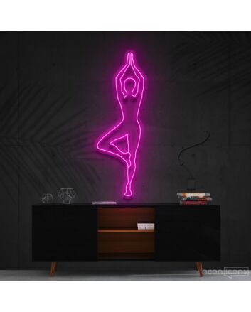 Yoga Tree Pose Neon Sign for Yoga and Relaxation Spaces