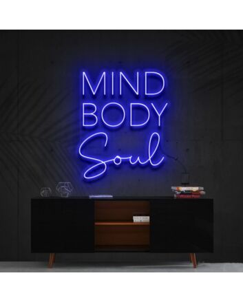 Mind Body Soul Neon Sign for Yoga and Meditation Spaces