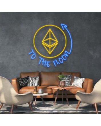 Ethereum To The Moon Sign Neon Sign for Cryptocurrency Enthusiasts