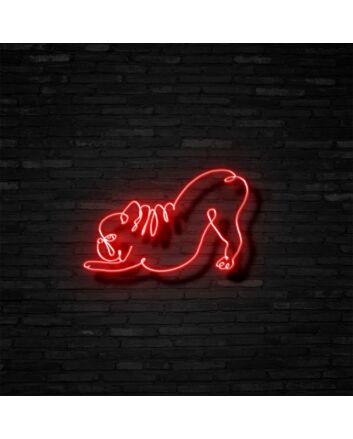Downward Facing Frenchie Neon Sign for Yoga Studios and Pet Lovers