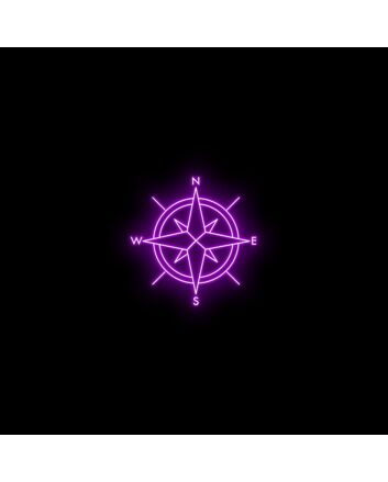 Compass Neon Sign for Adventure and Travel Lovers