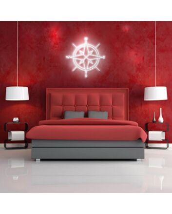 Compass Neon Sign for Adventure and Travel Lovers