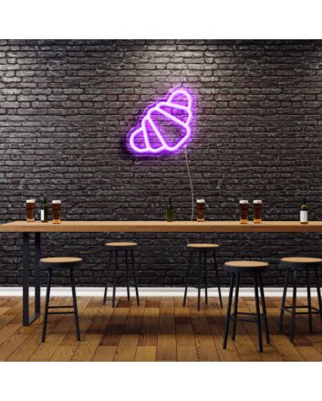 Croissant Neon Sign for Bakeries and Dining Areas