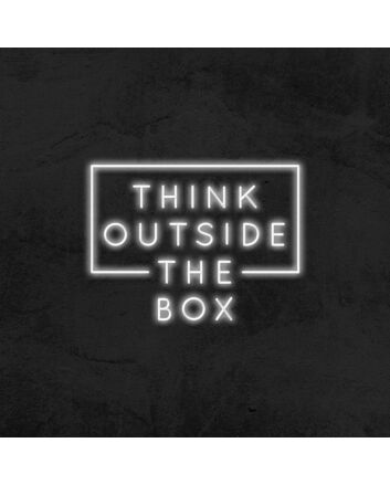 Think Outside The Box Neon Sign v2 for Inspirational and Creative Spaces