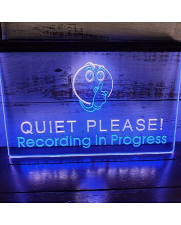 Quiet Please Recording In Progress Dual LED Neon Sign for Studios and Creative Spaces