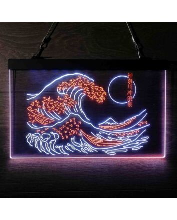 The Great Wave Off Kanagawa Japan Dual LED Neon Sign for Artistic and Cultural Spaces