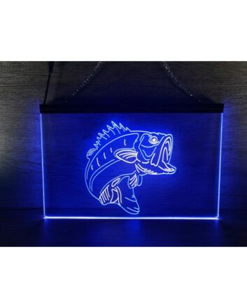 Bass Fish Cabin Dual LED Neon Sign for Rustic and Nature-Inspired Spaces