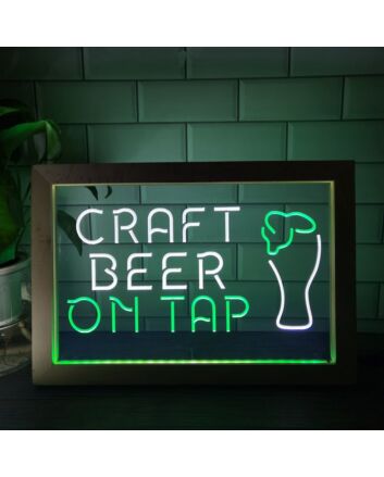 Craft Beer On Tap Dual LED Neon Sign for Bars and Social Spaces
