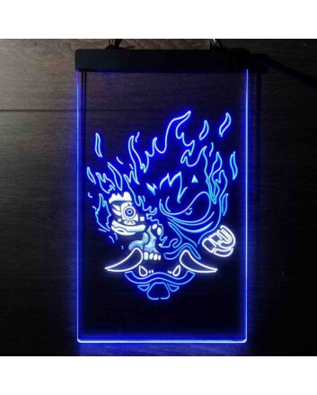 Cyberpunk Samurai Dual LED Neon Sign for Gaming and Sci-Fi Fans