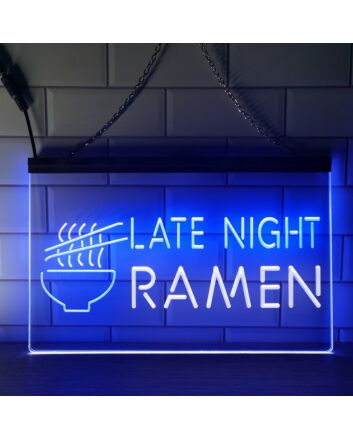 Late Ramen Dual LED Neon Sign for Night Owls and Fun Spaces