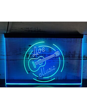 Live Music Guitar Band Dual LED Neon Sign for Music Lovers