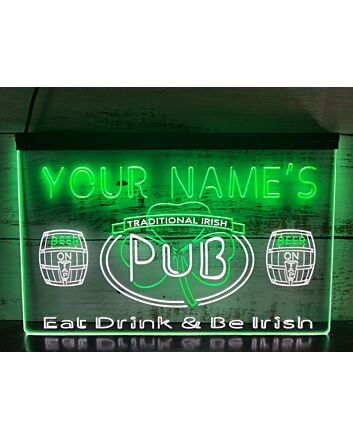 Personalized Your Name Est Year Theme Irish Pub v1 Dual LED Neon Sign for Personalized Decor
