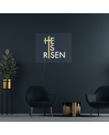 He Is Risen Neon Sign for Religious and Easter Themes