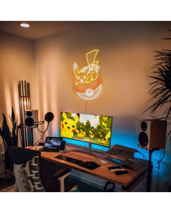 Pikachu On Pokeball Neon Sign for Anime Fans