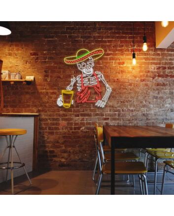 Skeleton Tequila Custom Neon Sign for Halloween and Party Spaces