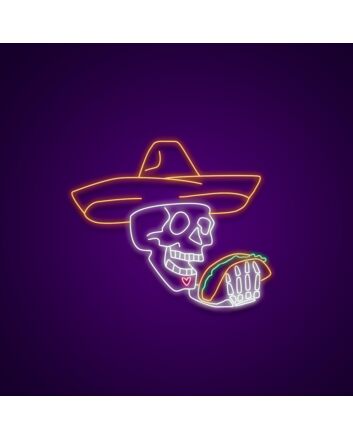 Skull Taco Custom Neon Sign for Halloween and Party Spaces