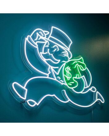 Money Man Neon Sign for Wealth and Prosperity Themes