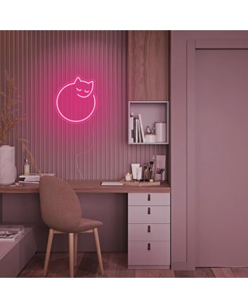 Mini Sleeping Cat Neon Sign for Animal Lovers