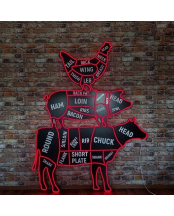 Cow Butcher Shop Neon Sign for Butcher Shops and Restaurants