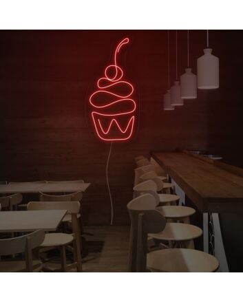 Cherry Cupcake Neon Sign for Dessert and Fun Spaces