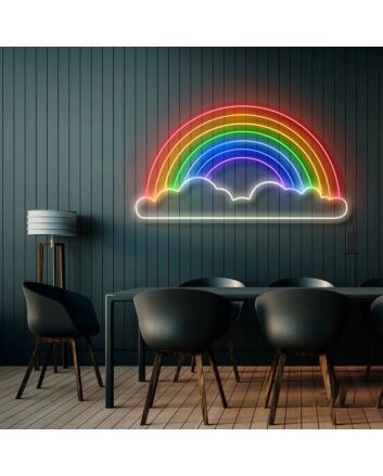 Rainbow With Cloud Neon Sign for Whimsical and Fun Spaces