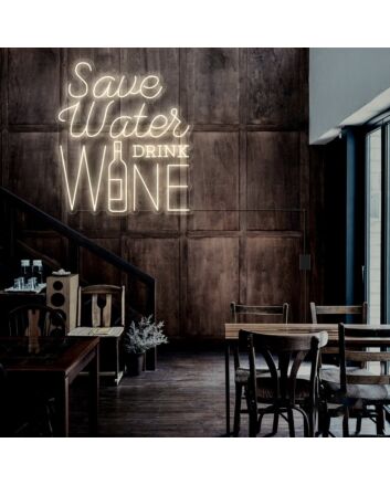 Save Water Drink Wine Neon Sign for Fun and Social Spaces