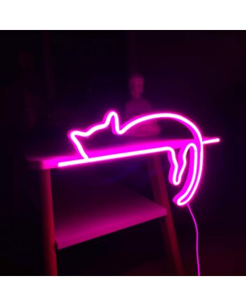Lazy Cat Neon Sign for Animal and Whimsical Decor