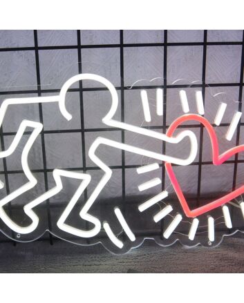 Radiant Glow Heart By Keith Haring Neon Sign for Artistic and Bold Spaces