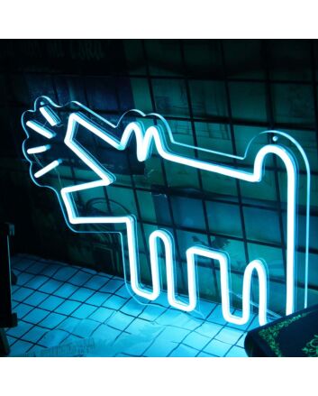 Keith Haring&#039;s Barking Dog Neon Sign for Artistic and Whimsical Spaces