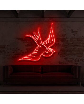 Swallow For Tattoo Studio Neon Sign for Edgy and Artistic Spaces
