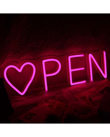 Heart Open Neon Sign for Romantic and Loving Spaces