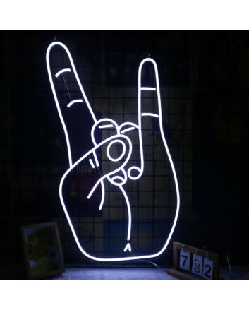 Rock Never Die Gesture LED Neon Sign for Music Lovers