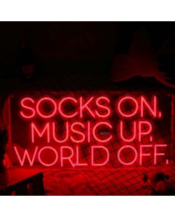 Socks On Music Up World Off Red Neon Sign for Relaxation and Fun Spaces