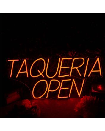 TAQUERIA OPEN Orange Neon Sign for Mexican Restaurants