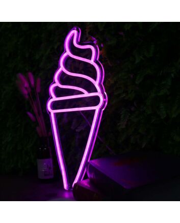 Ice Cream Cone Purple Neon Sign for Sweet and Fun Spaces