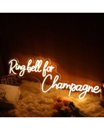 Ring Bell For Champagne Yellow Neon Sign for Celebratory and Fun Spaces
