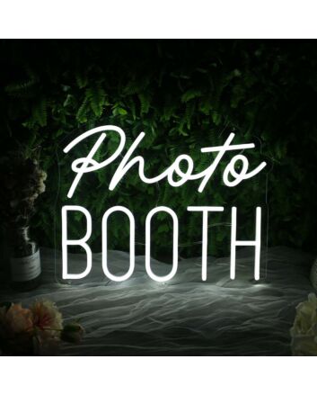 Photo Booth White Neon Sign for Event and Party Spaces