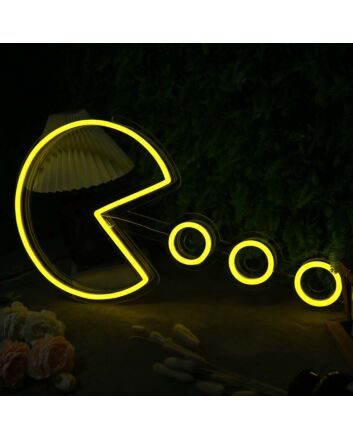 Pac Man Custom Yellow Neon Sign for Retro and Gaming Fans