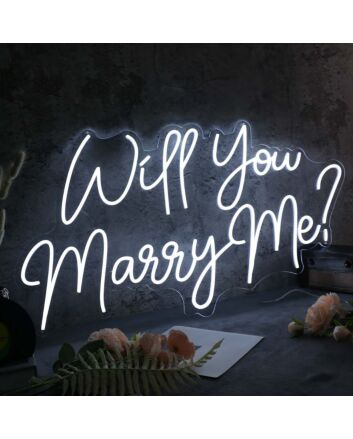 Will You Marry Me White Custom Neon Sign for Engagement and Celebratory Spaces